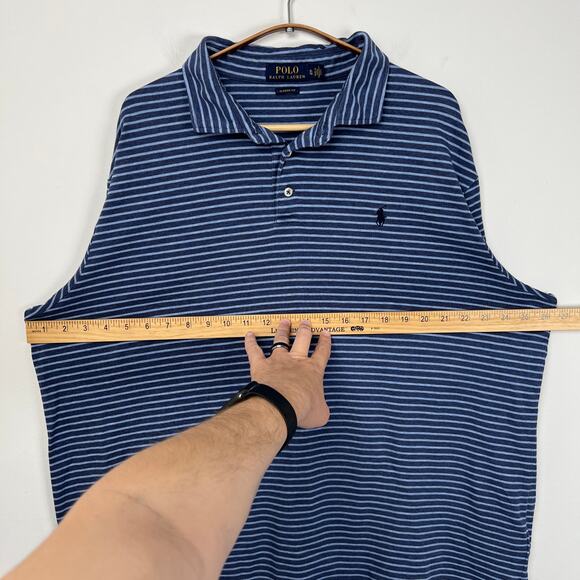 Polo Ralph Lauren Men’s XLarge Blue Striped Classic Fit Golf Preppy Shirt - Picture 6 of 8